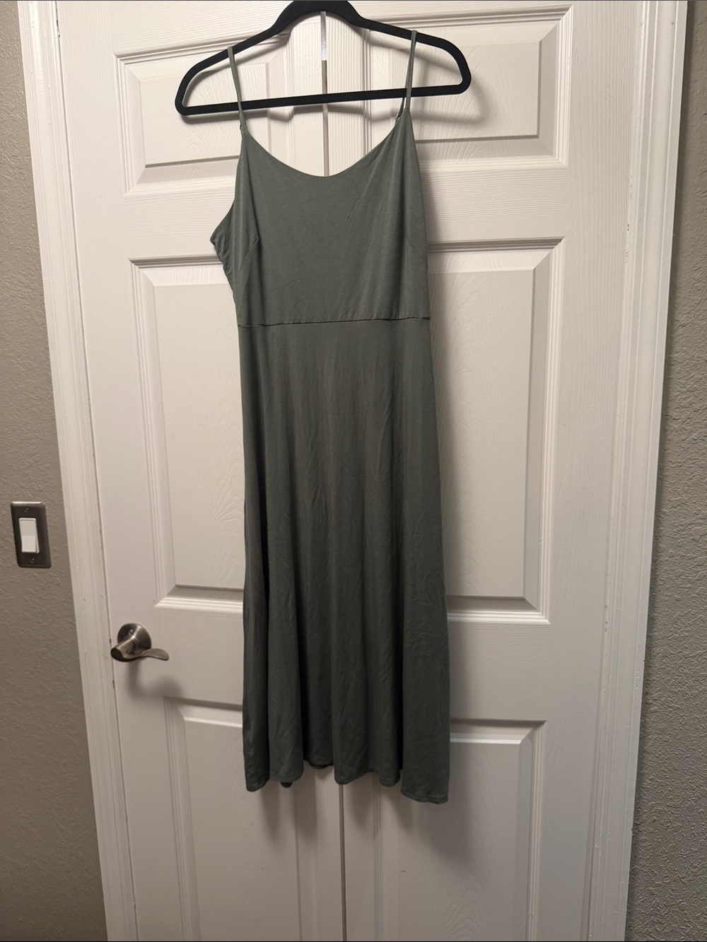 LOFT Olive Slip Midi Dress with Slim Straps